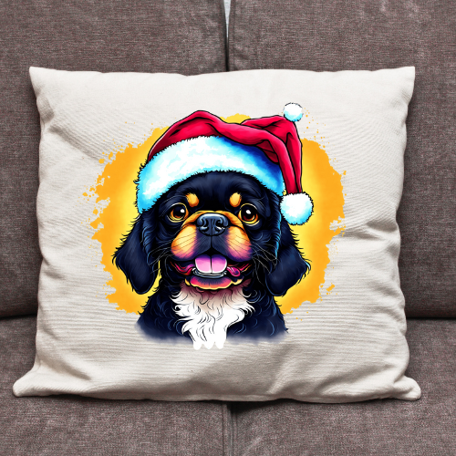 High Quality Decorative Cushion with Christmas Dog Print