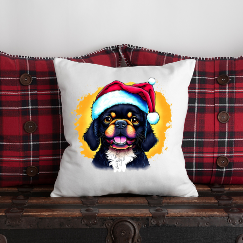 High Quality Decorative Cushion with Christmas Dog Print